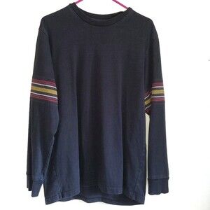 Supreme Stripe Panel Long Sleeve Shirt Black Medium Skate Streetwear FW18